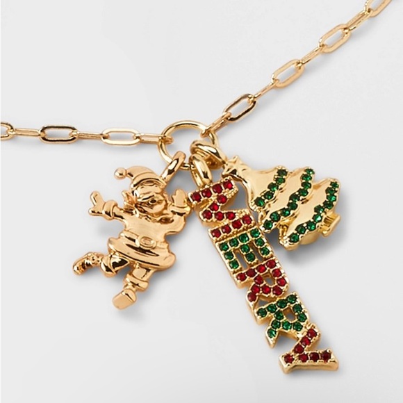 SUGARFIX by BaubleBar Joy to the World Joyful Merry Christmas Holiday Necklace - Picture 1 of 14